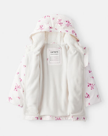 Toddler Girl Floral Long-Sleeve Midweight Anorak Jacket - White, 