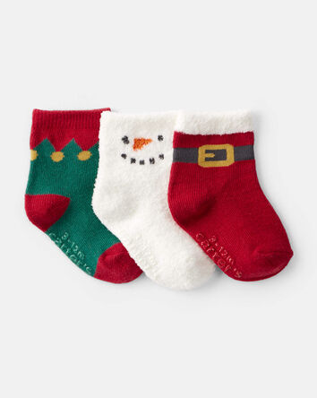 Baby Boy 3-Pack Christmas Booties, 
