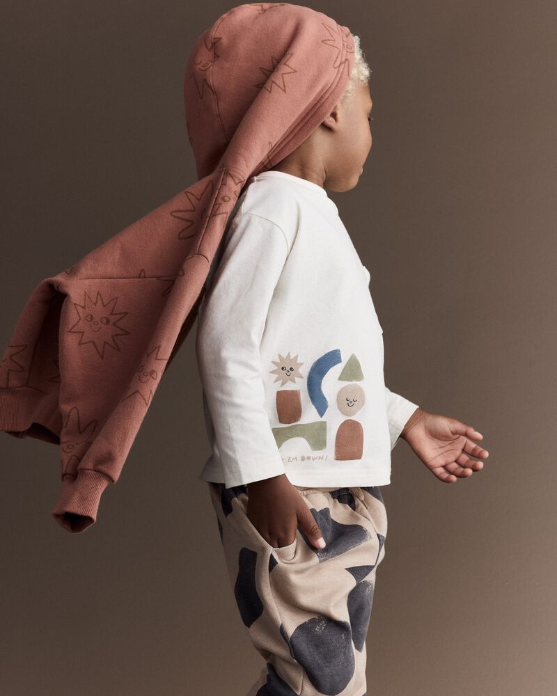 Toddler Long-Sleeve Pocket Relaxed Tee with Shapes - Cream, image 4 of 6 slides