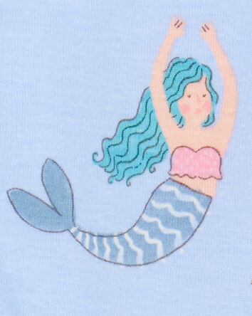 Toddler Mermaid Print Snug Fit Cotton 4-Piece Pajamas, 