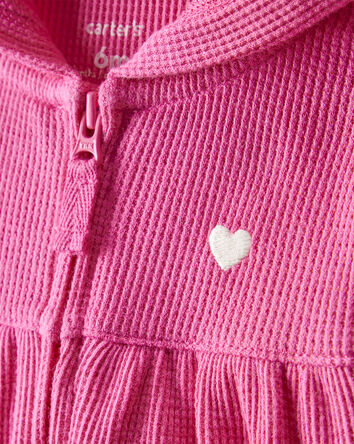 Baby Girl Heart Long-Sleeve Jumpsuit - Pink, 