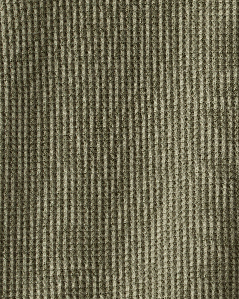 Toddler Boy Long-Sleeve Waffle Knit Utility Shirt - Green, image 3 of 4 slides