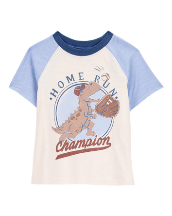 Baby Boy Dinosaur Baseball Short-Sleeve Tee - Cream, 