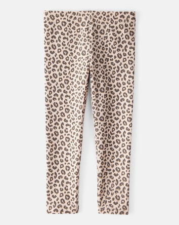 Toddler Girl Cotton Leopard Stretch Leggings - Brown, 