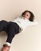 Toddler 'Endless Potential' Tiger Long-Sleeve Pocket Graphic Tee - Cream, image 5 of 7 slides