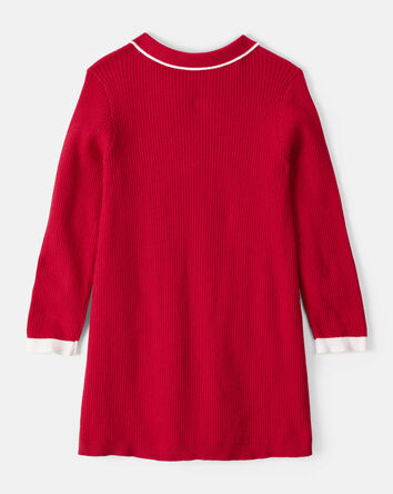 Toddler Girl Cotton Long-Sleeve Occasion Dress - Red, 