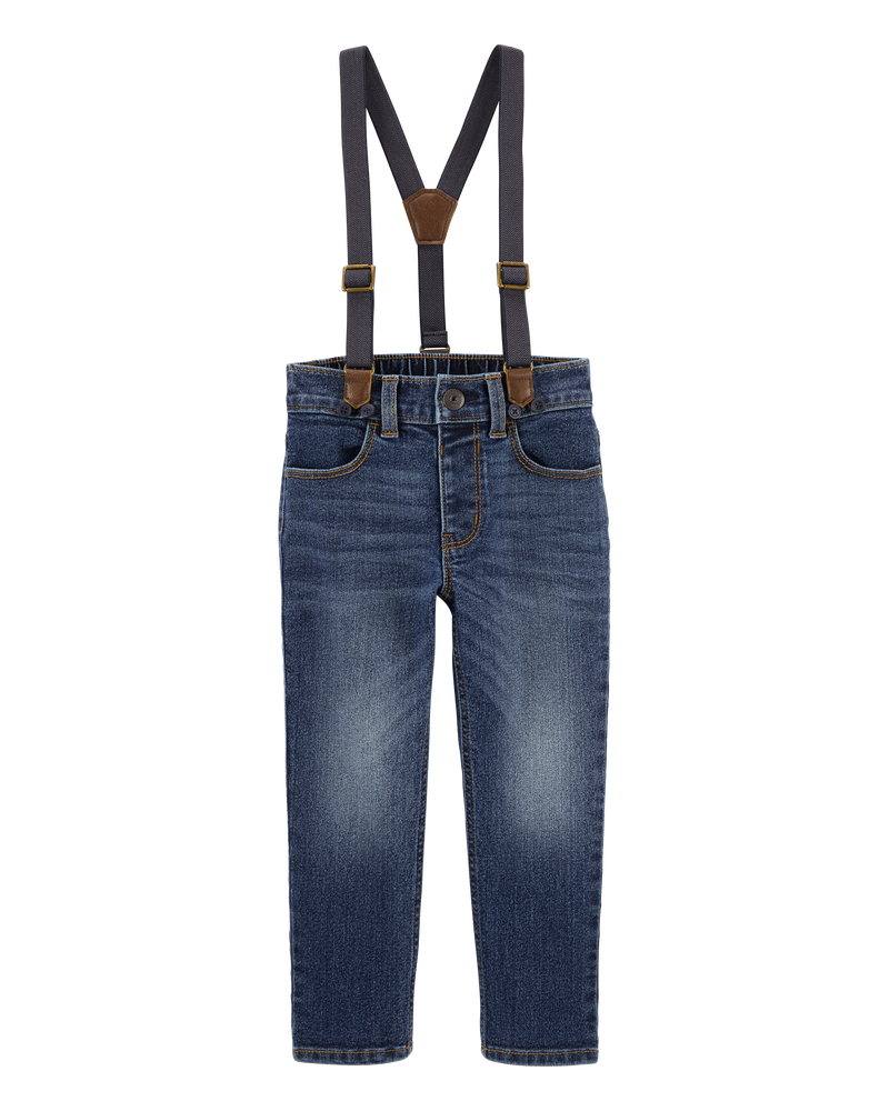 Toddler Boy Stretch Denim Suspenders, image 1 of 4 slides