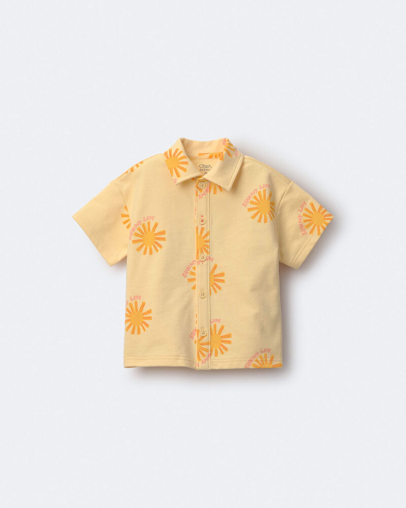Toddler Boy Button-Down Short-Sleeve Shirt in Sunny Life Print - Yellow, image 2 of 6 slides