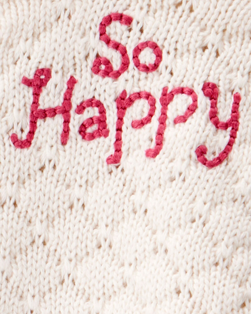 Baby 2-Piece Heart Sweater & Pull-On Pant Set - Ivory/Pink, image 6 of 7 slides