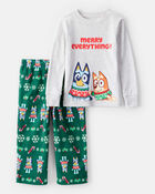 Toddler Bluey&trade; Cotton Long-Sleeve Loose Fit 2-Piece Pajamas - Grey/Green, image 1 of 4 slides