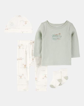 Baby 4-Piece Alligator Outfit Set - Green, 
