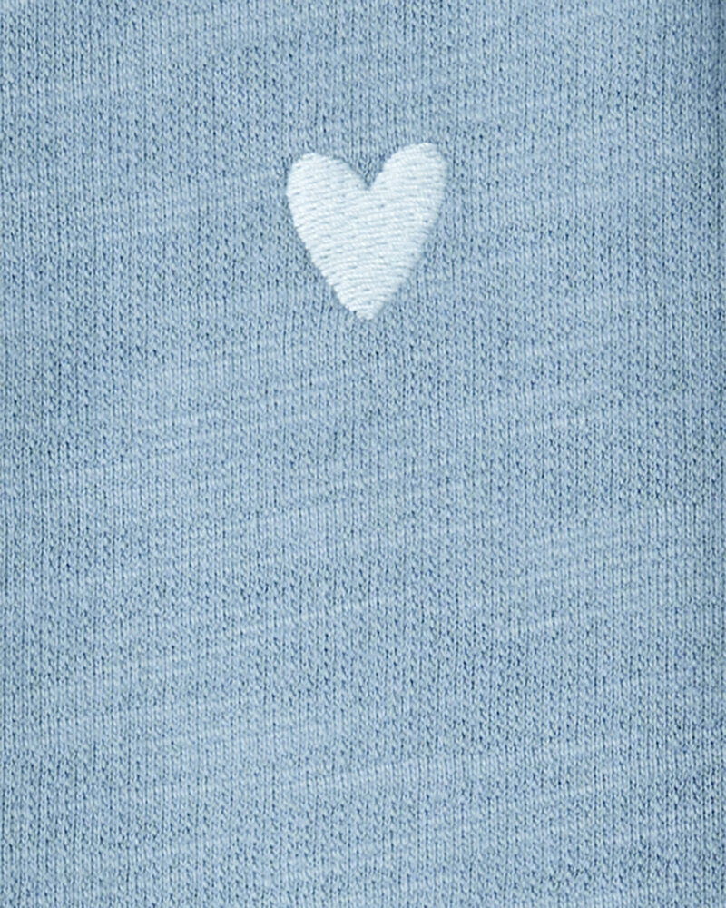 Baby Girl Heart Cotton Long-Sleeve Cardigan Sweater - Blue, image 2 of 3 slides
