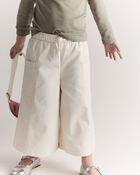 Toddler Girl Wide Leg Pocket Pant - Cream, image 1 of 7 slides
