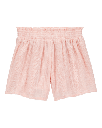 Kid Pull-On Smocked Shorts - Pink, 