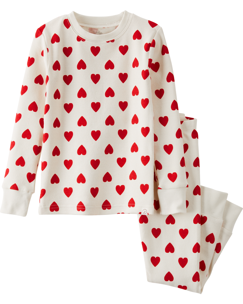Toddler Organic Cotton Pajamas Set in Hearts, image 4 of 5 slides