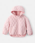 Toddler Girl Long-Sleeve Midweight Quilted Jacket - Pink, image 1 of 3 slides