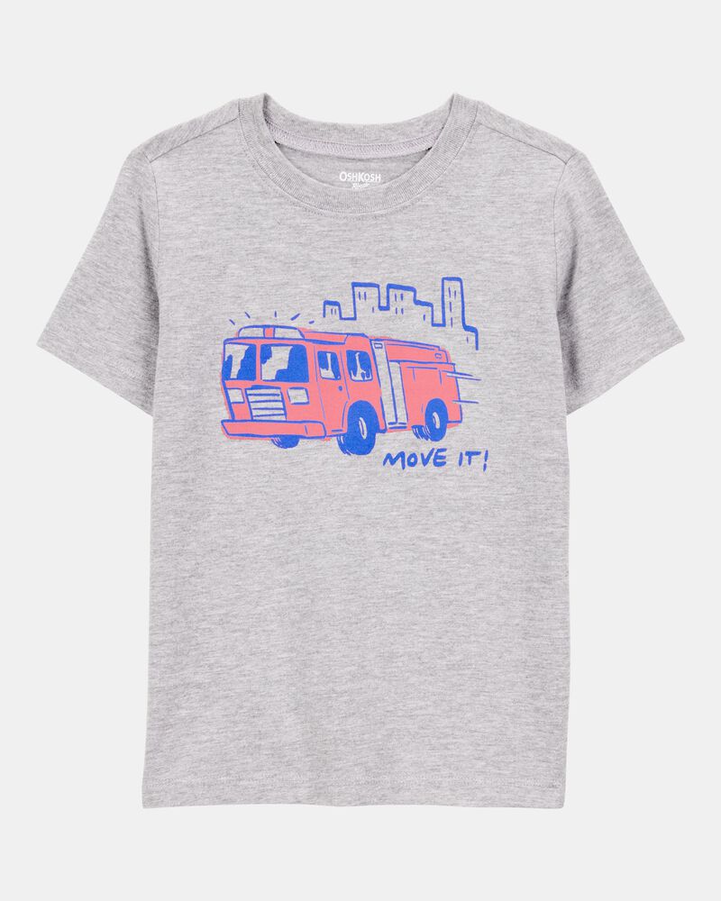 Toddler Firetruck Short-Sleeve Graphic Tee - Grey, image 1 of 3 slides