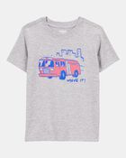 Toddler Firetruck Short-Sleeve Graphic Tee - Grey, image 1 of 3 slides