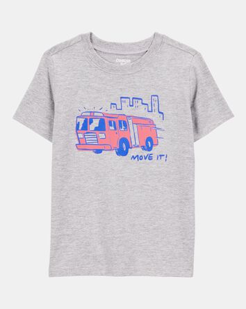 Toddler Firetruck Short-Sleeve Graphic Tee - Grey, 