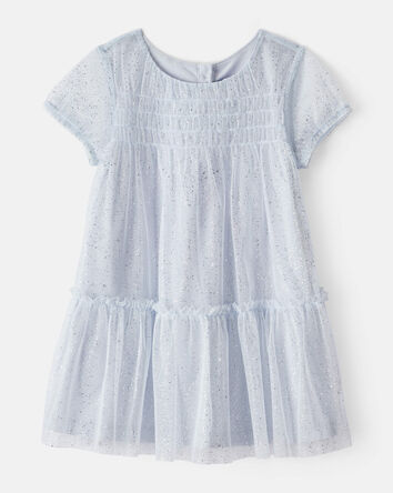 Toddler Girl Short-Sleeve Tulle Occasion Dress - Blue, 