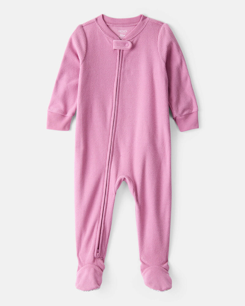 Toddler Girl Fleece Long-Sleeve Loose Fit 1-Piece Pajamas - Pink, image 1 of 3 slides