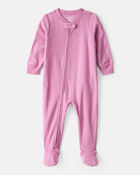 Toddler Girl Fleece Long-Sleeve Loose Fit 1-Piece Pajamas - Pink, image 1 of 3 slides