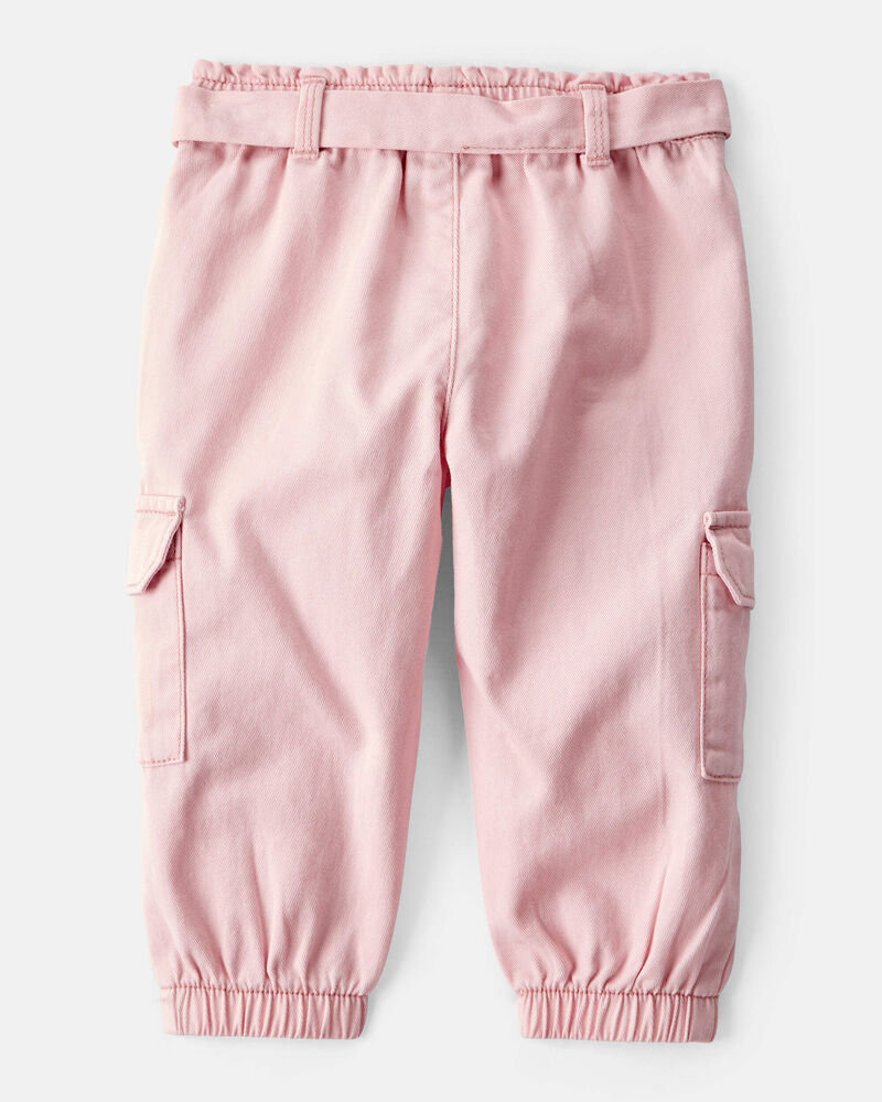 Baby Girl 2-Piece Polka Dot Top & Cotton Cargo Joggers Set - Pink, image 6 of 8 slides