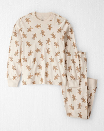 Adult Organic Cotton Pajamas Set in Gingerbread Man Print, 