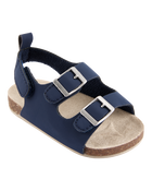 Baby Buckle Faux Cork Sandals  - Navy, image 1 of 6 slides