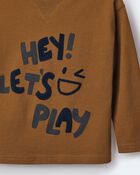 Toddler 'Hey! Let's Play' Long-Sleeve Graphic Tee - Cinnamon, image 6 of 7 slides