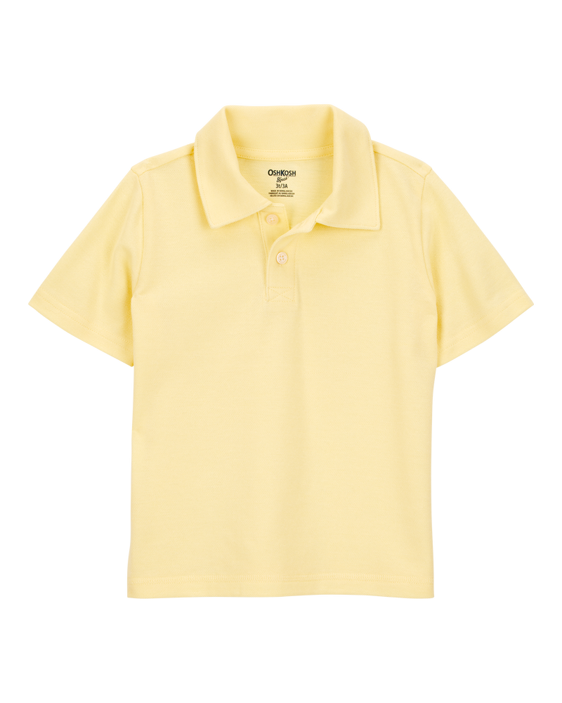 Toddler Boy Pique Uniform Polo Shirt - Yellow, image 1 of 3 slides