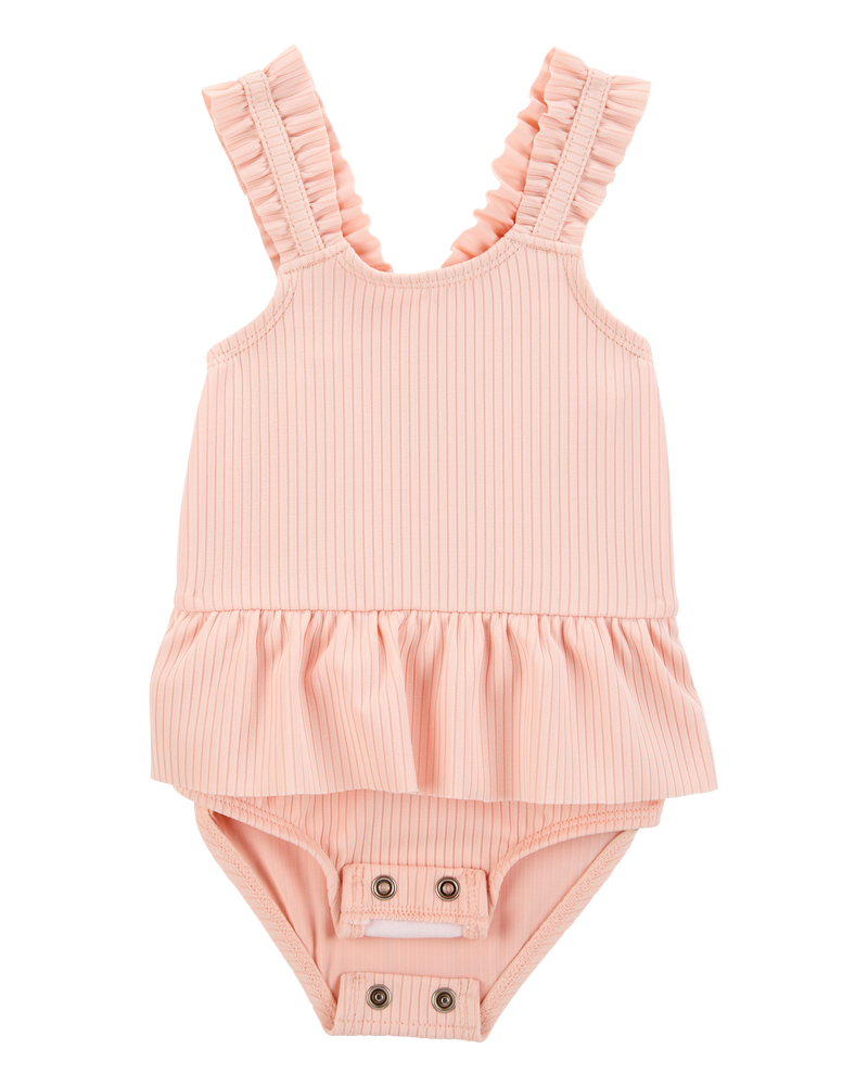 Baby 2-Piece Sun Hat & Ruffle 1-Piece Swimsuit Set, image 2 of 6 slides
