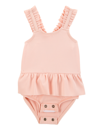 Baby 2-Piece Sun Hat & Ruffle 1-Piece Swimsuit Set, 