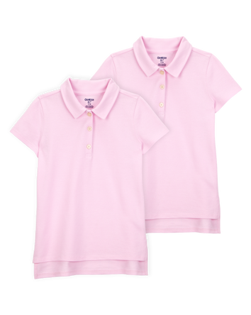 Kid 2-Pack Pique Uniform Polo Shirts - Pink, 