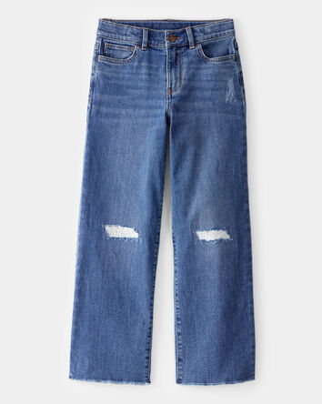 Girls High Rise Distressed Denim Jeans - June Wash, 