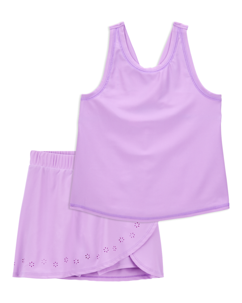 Kid Active Twist Tank & Wrap Skort Set - Purple, image 1 of 7 slides