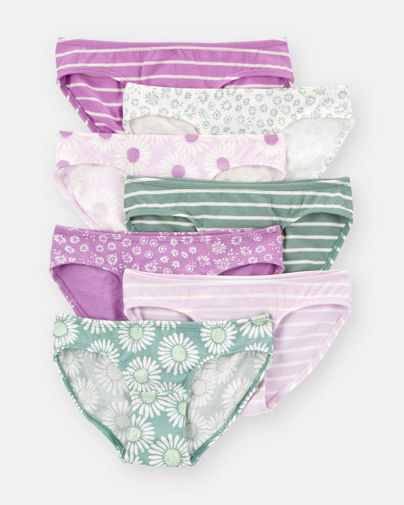 Girls 7-Pack Floral Bikini Underwear, image 1 of 2 slides