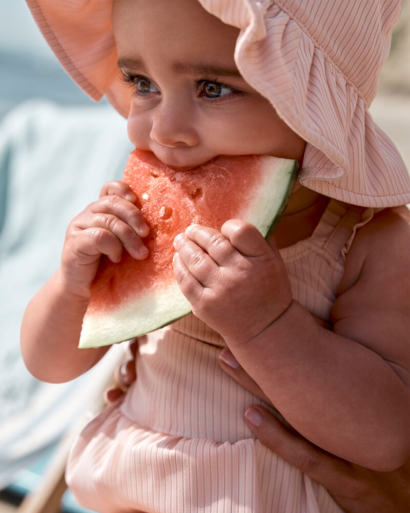 Baby 2-Piece Sun Hat & Ruffle 1-Piece Swimsuit Set, image 5 of 6 slides