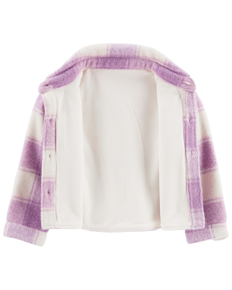 Baby Plaid Fleece-Lined Shacket, image 2 of 4 slides