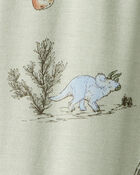 Baby Boy Dinosaur Print PurelySoft Long-Sleeve 2-Way Zip 1-Piece Pajamas - Green, image 4 of 6 slides