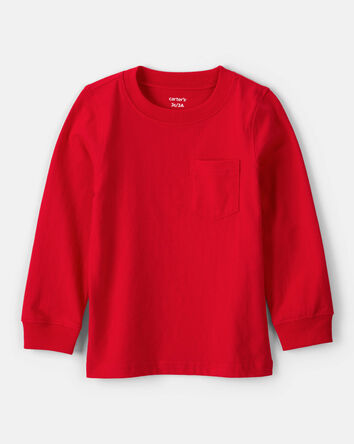 Toddler Boy Long-Sleeve Pocket Tee - Red, 
