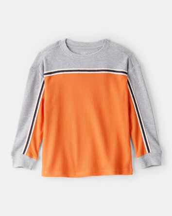 Boys Colorblock Thermal Long-Sleeve Tee - Orange/Grey, 