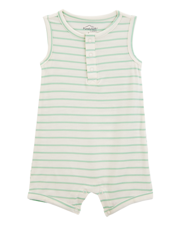 Baby Boy Striped PurelySoft Romper - Green, 