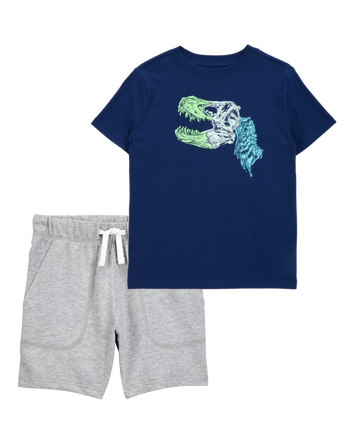 Kid 2-Piece Dinosaur Tee & French Terry Shorts Set, 