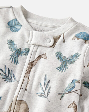 Baby Organic Cotton Safari-Print Sleep & Play Pajamas, 