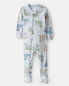Toddler Boy Dragon 100% Cotton Long-Sleeve  1-Piece Pajamas - Blue, image 1 of 3 slides