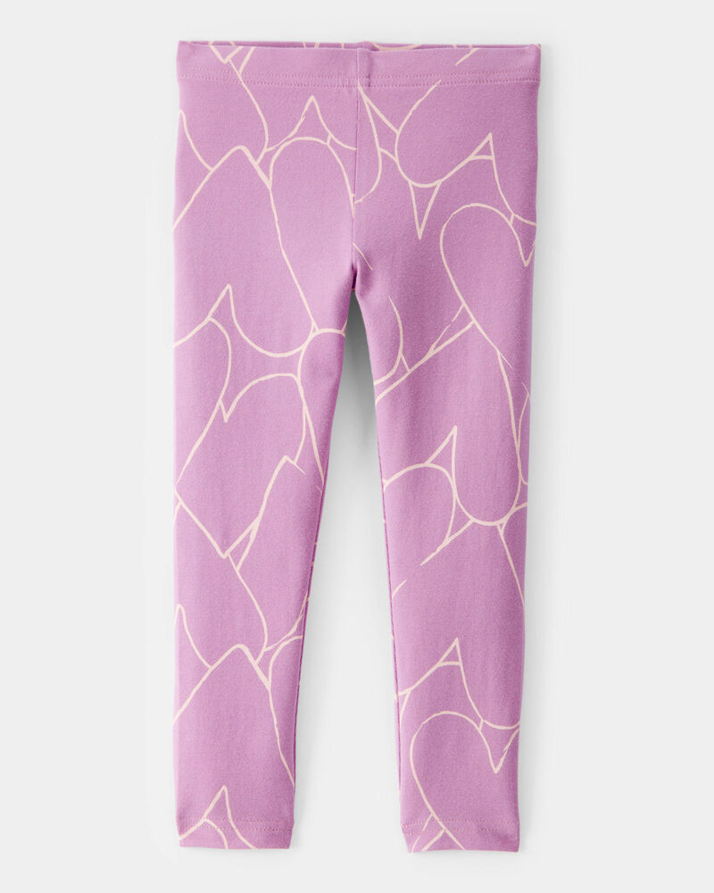 Toddler Girl Cotton Heart Stretch Leggings - Purple, image 1 of 6 slides