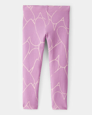 Toddler Girl Cotton Heart Stretch Leggings - Purple, 