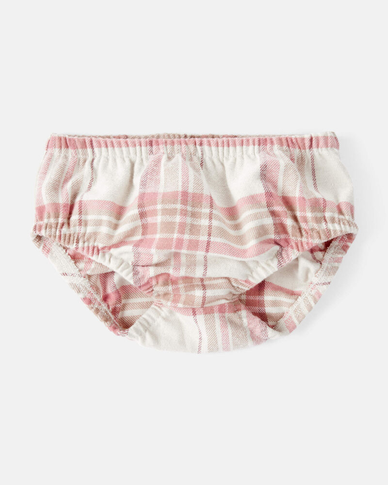 Baby Girl 2-Piece Plaid Cotton Long-Sleeve Dress Set - Pink/White, image 5 of 6 slides