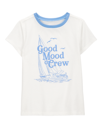Kid Good Mood Crew Short-Sleeve Graphic Tee - White, 